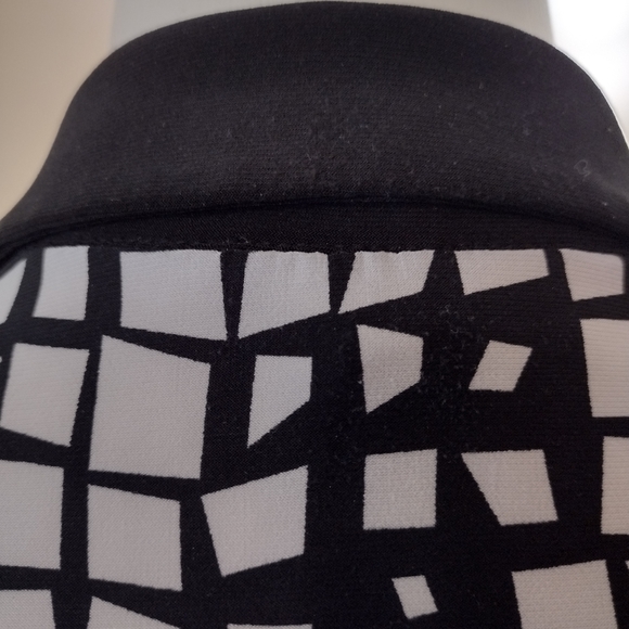 Chaps XL Black Ivory Abstract Classic Collared Short Sleeve Belted Shirt Waist - Picture 7 of 11